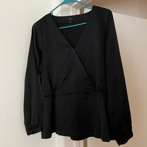 Black silk J Crew long sleeve shirt